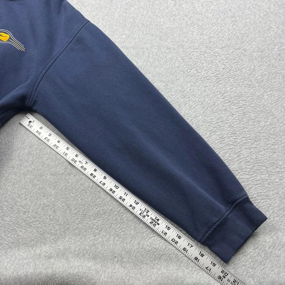 VTG Nike Hoodie Mens Large Blue Y2K Silver Tag Graphic Swoosh Travis Pullover